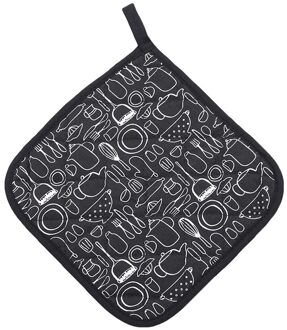 1Pcs Antislip Katoen Mat Keuken Koken Magnetron Handschoenen Bakken Bbq Pannenlappen Ovenwanten Pot Houders Keuken Pocket tool zwart