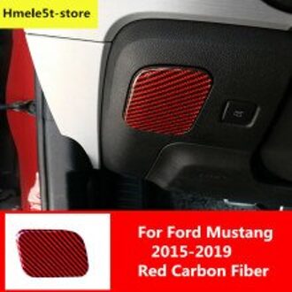 1Pcs Auto Red Carbon Fiber Opbergdoos Knop Decor Frame Cover Schakelaar Frame Trim Voor Ford Mustang Auto Accessoires