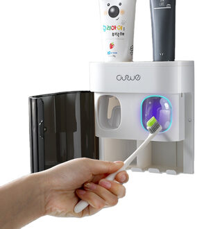 1Pcs Automatische Tandpasta Dispenser Wall Mount Stofdicht Tandenborstelhouder Wall Mount Opbergrek Badkamer Accessoires Set