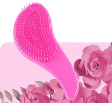 1Pcs Baby Kinderen En Vrouwen Verstrikt Haar Kam Kam Salon Zachte Anti-Statische Borstel Tangled Nat Droog Haren handvat Krul roos rood