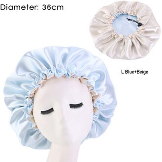 1Pcs Bad Cap Verstelbare Haarverzorging Motorkap Slapen Hoed Pure Kleur Nachtrust Cap 1Pcs Hoge Elastische Dubbele kleur Voor Vrouwen licht blauw