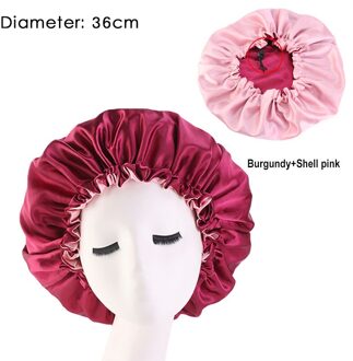 1Pcs Bad Cap Verstelbare Haarverzorging Motorkap Slapen Hoed Pure Kleur Nachtrust Cap 1Pcs Hoge Elastische Dubbele kleur Voor Vrouwen wijn rood