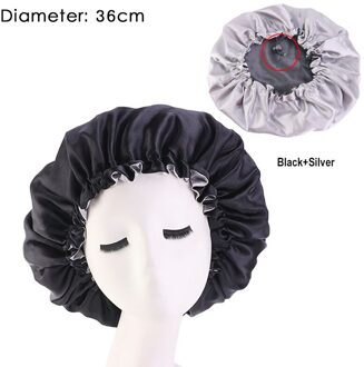 1Pcs Bad Cap Verstelbare Haarverzorging Motorkap Slapen Hoed Pure Kleur Nachtrust Cap 1Pcs Hoge Elastische Dubbele kleur Voor Vrouwen zwart