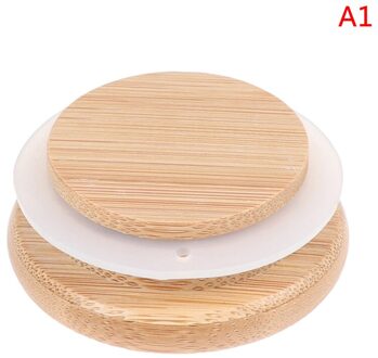 1Pcs Bamboe Deksels Herbruikbare Mason Jar Inblikken Caps Non Lekkage Siliconen Afdichting Houten Covers Drinken Jar Supplies 47mm