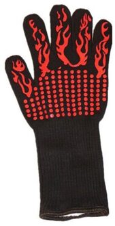 1Pcs Bbq Handschoenen Hoge Temperatuur Weerstand Ovenwanten 500 800 Graden Brandwerende Barbecue Warmte Isolatie Magnetron Handschoenen rood