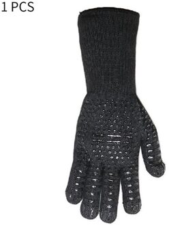 1Pcs Bbq Handschoenen Hoge Temperatuur Weerstand Ovenwanten 500 800 Graden Brandwerende Barbecue Warmte Isolatie Magnetron Handschoenen zwart