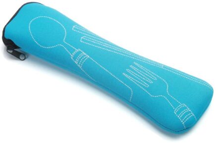 1Pcs Bestek Zak Met Rits Reizen Huishoudelijke Servies Zak Draagbare Tas Diner Reizen Camping Picknick Servies blauw