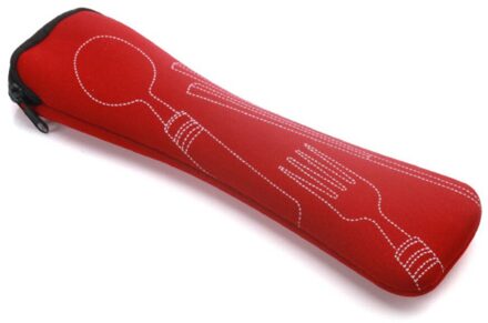 1Pcs Bestek Zak Met Rits Reizen Huishoudelijke Servies Zak Draagbare Tas Diner Reizen Camping Picknick Servies rood