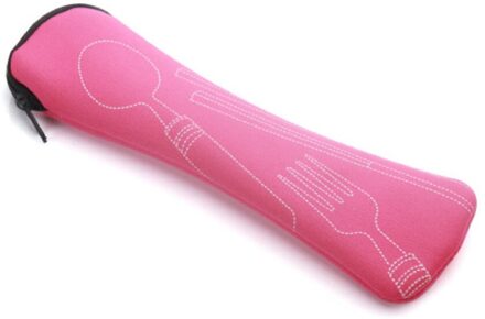 1Pcs Bestek Zak Met Rits Reizen Huishoudelijke Servies Zak Draagbare Tas Diner Reizen Camping Picknick Servies roos rood