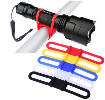 1Pcs Bike Elastic Silicone Strap Bandage Torch Fastening Band Flashlight Mount Holder Bicycle Light Holders