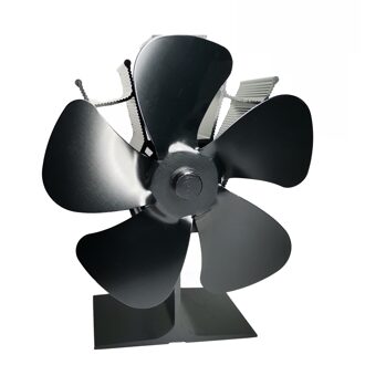 1Pcs Black 5 Blades Haard Fan Rustig Veilig Houtkachel Ecofan Warmte Aangedreven Efficiënte Warmteverdeling Thuis Haard