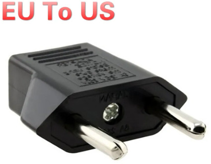 1pcs Black Portable Travel Converter Power Socket Plug Adapter EU To US Plug European To American Standard Round Flat Power Plug