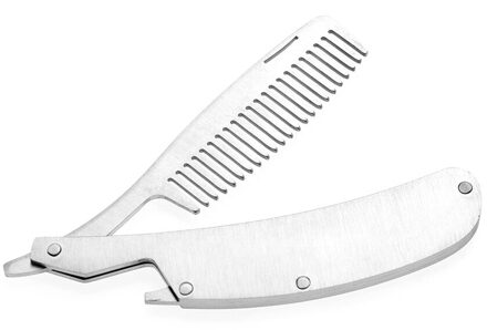 1Pcs Black Roestvrij Staal Vouwen Kam Voor Mannen Anti Statische Snor Kam Kappers Styling Baard Kam 2