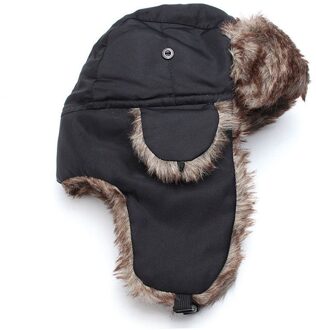 1pcs Brand Unisex Trapper Bomber Warm Russische Trooper OORKLEPPEN Winter Ski Hoed Mannen Vrouwen Cap Bont bomber Hoeden zwart