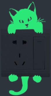 1Pcs Cartoon Dier Kat Room Decor Pvc/Huisdier Lichtgevende Schakelaar Outlet Muursticker Home Decoratie Accessoires Muursticker 03