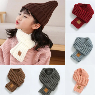 1Pcs Children Knitted Scarf Wool Warm Thicken Scarf Autumn Winter Pure Color Ring Neck Scarves for Boys Girls