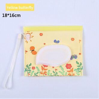 1Pcs Cleaning Doekjes Case Natte Veeg Tas Herbruikbare Draagbare Doekjes Container Luminescentie Touw Milieuvriendelijke Eva 18*16Cm geel vlinder