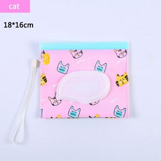 1Pcs Cleaning Doekjes Case Natte Veeg Tas Herbruikbare Draagbare Doekjes Container Luminescentie Touw Milieuvriendelijke Eva 18*16Cm kat