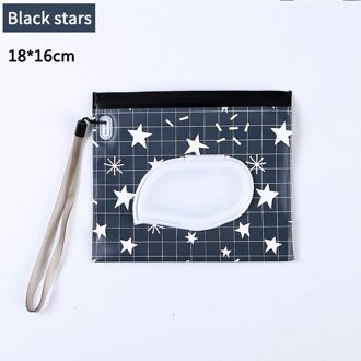 1Pcs Cleaning Doekjes Case Natte Veeg Tas Herbruikbare Draagbare Doekjes Container Luminescentie Touw Milieuvriendelijke Eva 18*16Cm zwart ster