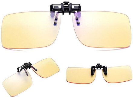 1Pcs Clip Op Blauw Licht Filter Blokkeert Bril Kantoor Computer Anti Blue Ray Clip Op Brillen Uv Trekontlasting voor Vrouwen Mannen geel