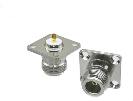 1Pcs Connector N female jack 4-hole 25.4mm flange solder panel mount straight RF Coaxial Adapter