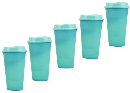 1Pcs Creatieve Kleur Veranderende Cup Portable16floz Koffie Kop Beker Tumbler Thermische Activering Met Cup Kleur Veranderen 473Ml Paars