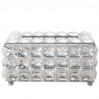 1Pcs Crystal Tissue Case Woonkamer Opbergdoos Restaurant Auto Papieren Handdoek Houder Hotel Bumf Container Zilver