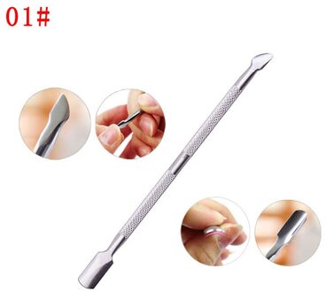 1Pcs Cuticle Pushers Double Head Rvs Nail Cuticle Pushers Remover Dode Huid Pusher Cleaner Manicure Nail Art Gereedschap 01