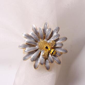 1Pcs Daisy Bloem Servet Gesp Chinese Bee Daisy Servet Ring Legering Servet Houder West Diner Handdoek Servet Ring tafel Decor grijs
