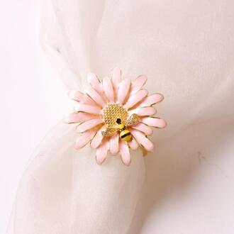 1Pcs Daisy Bloem Servet Gesp Chinese Bee Daisy Servet Ring Legering Servet Houder West Diner Handdoek Servet Ring tafel Decor roze