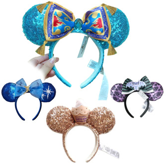 1PCS Disney Hair band Blue Sequin Cake Blue Fairy Bow Mickey Ears Headband COSTUME Cosplay Plush Adult/Kids Party Gift