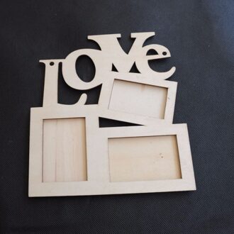 1Pcs Diy Mooie Holle Liefde Houten Familie Foto Fotolijst Rahmen Witte Basis Art Home Decoratie