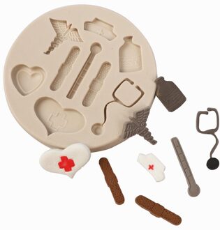 1Pcs Diy Verpleegkundige Hoed Thermometer Pleister Siliconen Mal Artsen Cake Decorating Tool Fondant Chocolade Klei Ambachtelijke Hars grijs