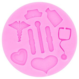 1Pcs Diy Verpleegkundige Hoed Thermometer Pleister Siliconen Mal Artsen Cake Decorating Tool Fondant Chocolade Klei Ambachtelijke Hars roze