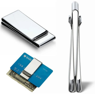 1Pcs Double Sided Men Women Money Clip y Stainless Steel Metal Money Clip Simple Silver Dollar Cash Clamp Holder Wallet