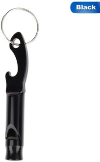 1PCS Draagbare 4 in 1 Flesopener Mooie Fluitje Sleutelhanger Ketting Sleutelhanger Sleutelhanger Metalen Beer Bar Tool zwart