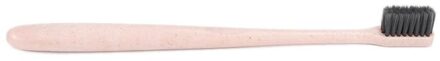 1Pcs Draagbare Reizen Tarwe Stro Handvat Eco Vriendelijke Tandenborstel Zachte Bamboe Houtskool Tandenborstel Tongreiniger Voor Kids Volwassenen 1stk Beige
