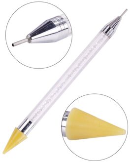 1Pcs Dual-Ended Nail Puntjes Pen Kristal Kralen Handvat Verwijderen Rhinestone Studs Picker Wax Potlood Manicure Nail Art picking Gereedschap