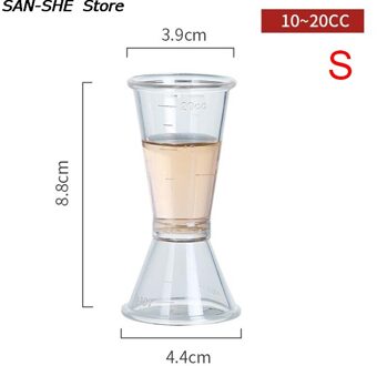 1Pcs Dubbele Clear Jigger Onskop Plastic Hars Melk Thee Koffie Mengen Oz Schaal Maatbeker Thuis Bar Geldt