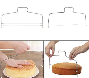 1Pcs Dubbele Lijn Cake Cut Slicer Verstelbare Roestvrijstalen Apparaat Cake Decorating Mold Diy Bakvormen Keuken Koken Tool 2stk