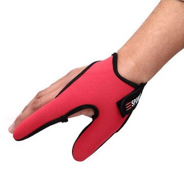 1Pcs Duiken Doek Vissen Handschoenen Half Protector Anti-Slip Anti-Cut Twee Vinger Staaf Slijtage Vis Vangen vingerloze Outdoor Accessoire Rood