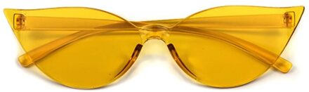 1Pcs Een Stuk Cat Eye Zonnebril Vrouwen Mode Sexy Retro Vintage Zonnebril Eyewear Kleurrijke Driver bril geel
