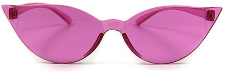 1Pcs Een Stuk Cat Eye Zonnebril Vrouwen Mode Sexy Retro Vintage Zonnebril Eyewear Kleurrijke Driver bril roze