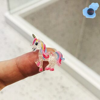 1Pcs Eenhoorn Mijn Little Horse Bling Tuin Schoen Accessoires Decorationsfor Croc Charms Schoenen Fit Gaten Armband Kids Meisje Blauw