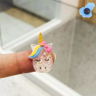 1Pcs Eenhoorn Mijn Little Horse Bling Tuin Schoen Accessoires Decorationsfor Croc Charms Schoenen Fit Gaten Armband Kids Meisje zwart