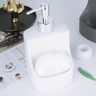 1Pcs Eenvoudige Grijs En Wit Keramische Vloeibare Zeep Fles Huishouden Badkamer Lotion Fles Spons Houder
