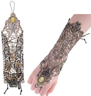 1Pcs Elegante Vrouwen Vingerloze Bruids Handschoenen Korte Paragraaf Strass Zwart Kant Handschoen Bruiloft Accessoires