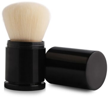 1Pcs Enkele Plastic Buis Intrekbare Borstel Draagbare Blush Meisjes Kwasten Gereedschap Wit Haar Make-Up Tools Blauw