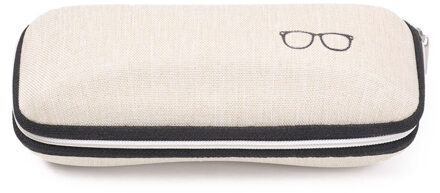 1Pcs EVA Brillen Cases Cover Zonnebril Case Voor Vrouwen Mode Glazen Doos Met Lanyard Rits Lenzenvloeistof Gevallen Harde beige