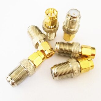 1Pcs F Type Female Jack Naar Sma Stekker Rechte Rf Coax Adapter F Connector Naar Sma Converter Gold tone